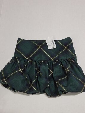 Gymboree Green Plaid Skirt with Gold Stripe Accent